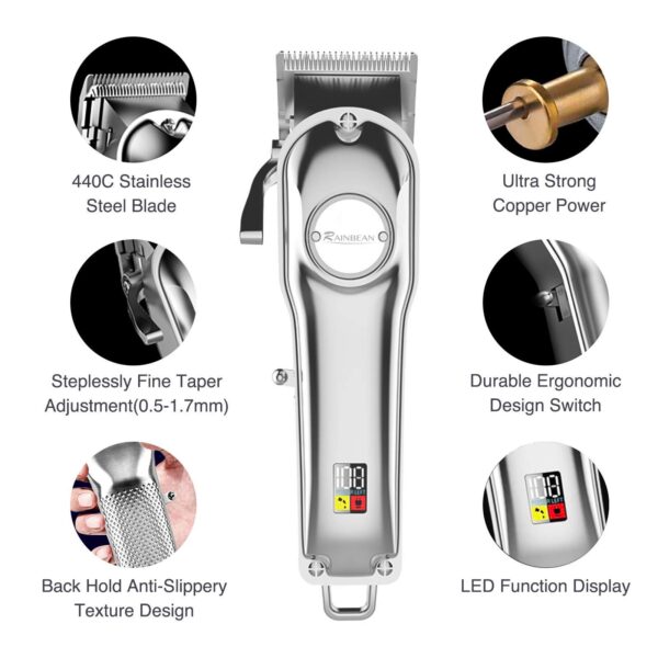 3-in-1 Waterproof Hair Trimmer Kit - Grooming Kit with LED Display and USB Rechargeability - Image 2