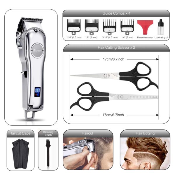 3-in-1 Waterproof Hair Trimmer Kit - Grooming Kit with LED Display and USB Rechargeability - Image 3