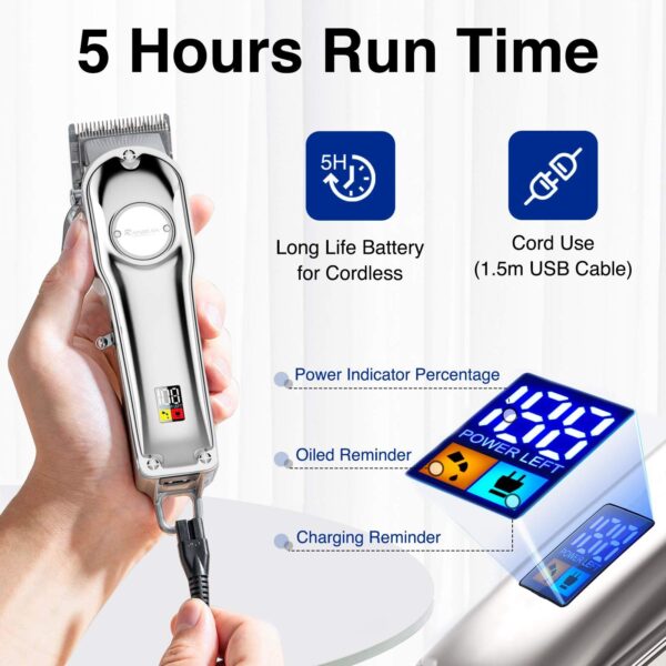 3-in-1 Waterproof Hair Trimmer Kit - Grooming Kit with LED Display and USB Rechargeability - Image 4